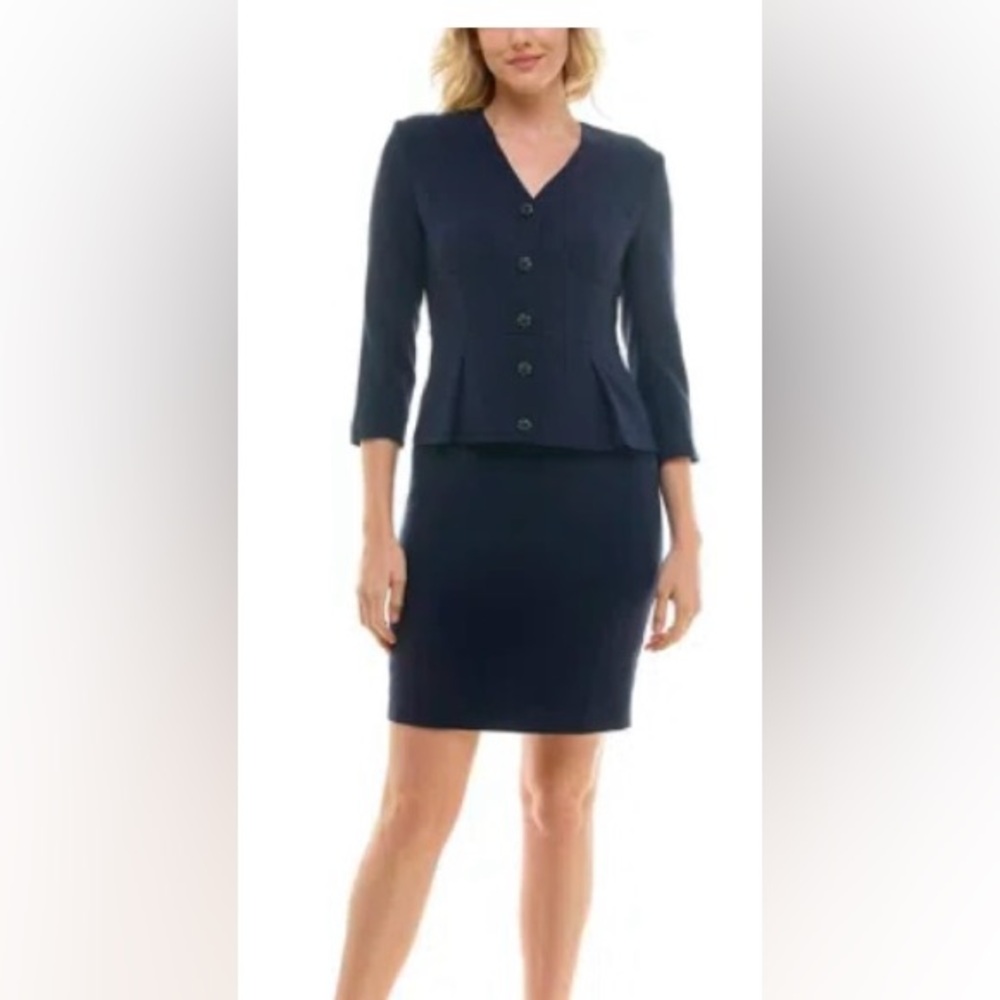 NWT Nicole Miller peplum dress in deep navy sz 6